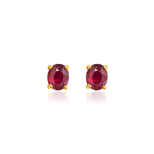 18ct Yellow Gold Ruby Oval Stud Earrings