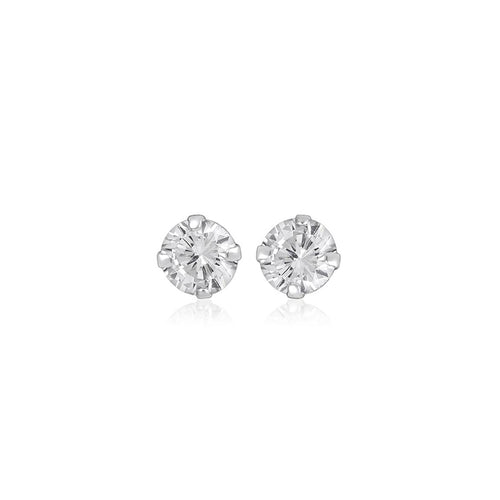 ARGENTO Silver 6mm Large Round CZ Studs