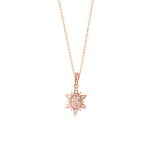 9ct Rose Gold Fleur Morganite & Diamond Pendant
