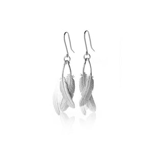 Silver Duo Miromiro Feather Earrings