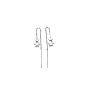 Silver Falling Stolen Star Thread Earrings