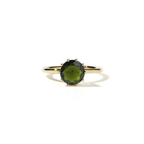 Gold Plated Geneva Ring - Green Tourmaline