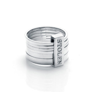 Stolen Girlfiends Club Silver Six Piece Band Ring