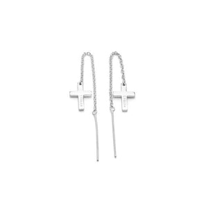 Silver Mini Cross Thread Earrings