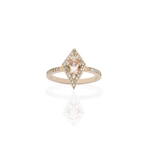 9ct Rose Gold Kite Engagement Ring - Morganite