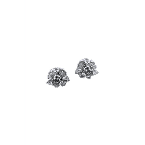 Silver Flower Ball Studs