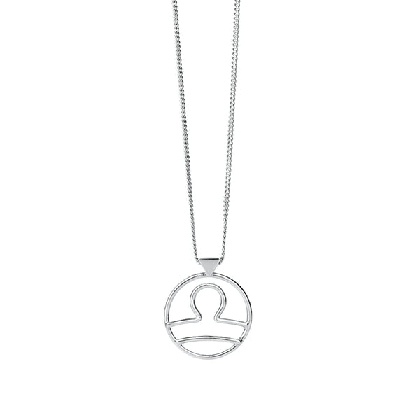 Silver Zodiac Embellished Pendant Necklace - Libra | Icing US