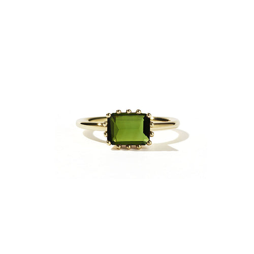 Gold Plated Lucia Ring - Green Tourmaline