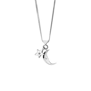 Silver Moon and Star Charm Necklace