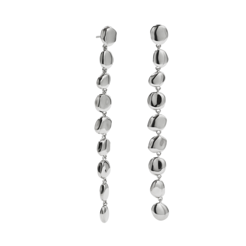 Silver Pebble Drop Earrings