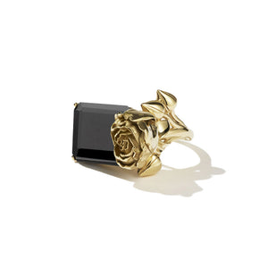 9ct Gold Rose Cocktail Ring (Small)  - Onyx