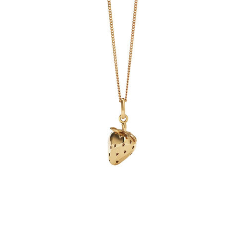 Gold Plated Strawberry Charm Necklace