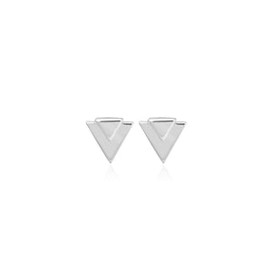 Silver Double Triangle Studs