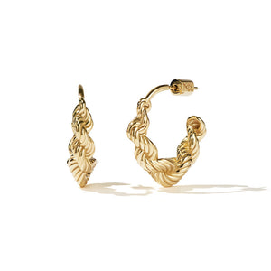Gold Plated Twisted Rope Earrings - Large