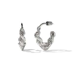 Silver Twisted Rope Earrings - Large